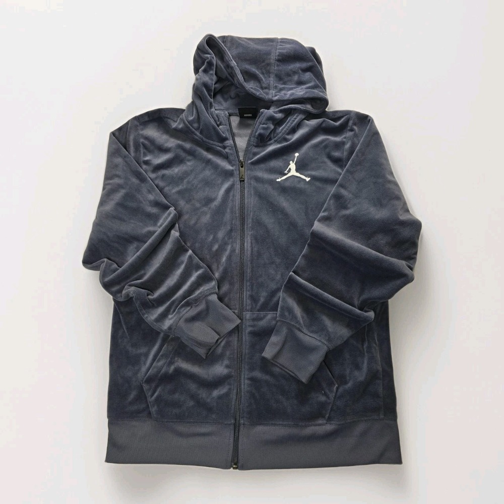 Jordan Nike Velour Hoodie Navy Blue Youth Girls XL